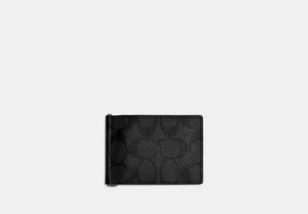 Coach Slim Money Clip Billfold Wallet In Signature Canvas