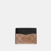 Coach Slim Id Card Case In Signature Canvas gunmetal black tan