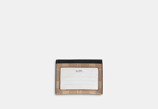 Coach Slim Id Card Case In Signature Canvas gunmetal black tan - Image 2